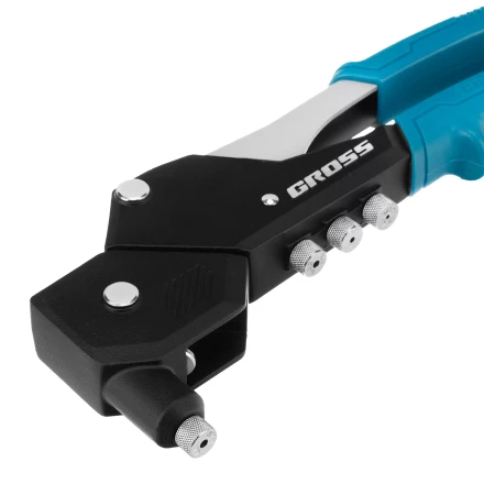 Заклепочник ручной Gross 40418, 290 мм, поворотный, 0-360, заклепки 2,4-3,2-4,0-4,8 мм купить в Нижневартовске