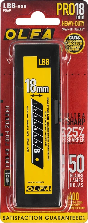 Лезвие OLFA BLACK MAX сегментированное, 8 сегментов, 18х100х0,5мм, 50шт OL-LBB-50B купить в Нижневартовске