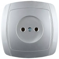 Розетка СВЕТОЗАР "АКЦЕНТ" одинарная в сборе, без заземления, цвет серебристый металлик, 16А/~250В SV-54200-SM