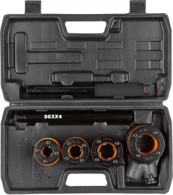 Набор DEXX: Клуппы трубные, с трещоткой 620мм, №4: 1/2", 3/4", 1", 1 1/4" 28280-H4 купить в Нижневартовске