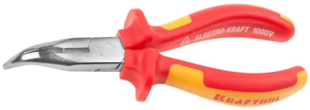 Тонкогубцы "ELECTRO-KRAFT" изогнутые, Cr-Mo сталь, двухкомпонентная маслобензостойкая рукоятка, хромированное покрытие, 160мм, KRAFTOOL 2202-4-16 2202-4-16_z01 купить в Нижневартовске