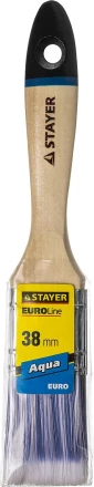 Кисть плоская STAYER "EURO", "AQUA" для воднодисперсионных и акриловых ЛКМ, искусств щетина, деревя ручка, 1,5"/38мм 01062-038 купить в Нижневартовске