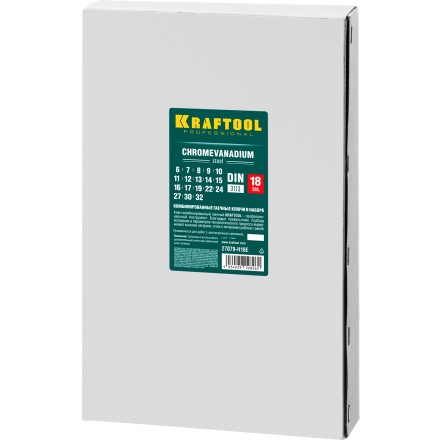 Наборы ключей комбинированных KRAFTOOL, Cr-V, DIN 3110, в EVA-ложементе 27079-H18E купить в Нижневартовске