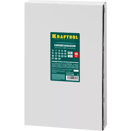 Наборы ключей комбинированных KRAFTOOL, Cr-V, DIN 3110, в EVA-ложементе 27079-H18E купить в Нижневартовске