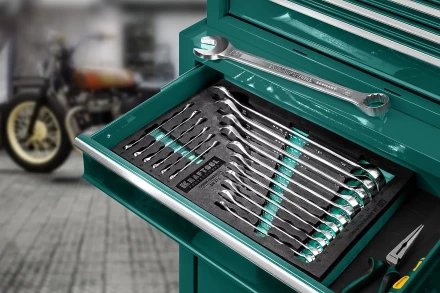 Наборы ключей комбинированных KRAFTOOL, Cr-V, DIN 3110, в EVA-ложементе 27079-H18E купить в Нижневартовске