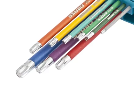Набор ключей имбусовых TORX-TT T10-T50 магнит S2 экстра-длинные хром/краска 9 шт Gross 16402 купить в Нижневартовске