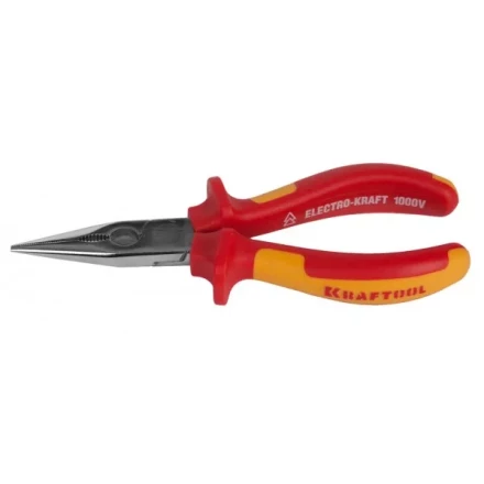 Тонкогубцы "ELECTRO-KRAFT", Cr-Mo сталь, двухкомпонентная маслобензостойкая рукоятка, хромированное покрытие, 160мм. KRAFTOOL 2202-3-16 2202-3-16_z01 купить в Нижневартовске