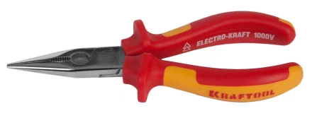 Тонкогубцы "ELECTRO-KRAFT", Cr-Mo сталь, двухкомпонентная маслобензостойкая рукоятка, хромированное покрытие, 160мм. KRAFTOOL 2202-3-16 2202-3-16_z01 купить в Нижневартовске