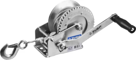 Лебедка ручная барабанная ЗУБР "ПРОФЕССИОНАЛ", тяговая, тросовая, 0,7т, 8м 43113-0.7_z01 купить в Нижневартовске