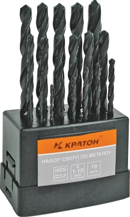 Набор сверл по мет 1,0-10,0 мм 19 шт Кратон 1 05 01 006 купить в Нижневартовске