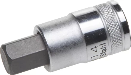 Торцовая бита-головка KRAFTOOL "INDUSTRIE QUALITAT", материал S2, HEX, сатинированная, 1/2", H14 27908-14_z01 купить в Нижневартовске