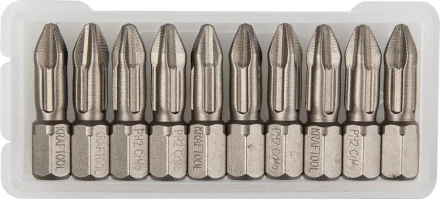 Биты "ЕХPERT" торсионные кованые, обточенные, KRAFTOOL 26121-2-25-10, Cr-Mo сталь, тип хвостовика C 1/4", PH2, 25мм, 10шт 26121-2-25-10 купить в Нижневартовске