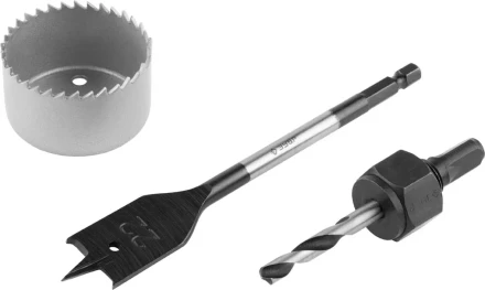 Набор ЗУБР "ЭКСПЕРТ" для врезки замков, коронка по дереву 48мм, державка с центр. сверлом, перьевое сверло 22мм, 3 пред 2954-48-H3_z01 купить в Нижневартовске