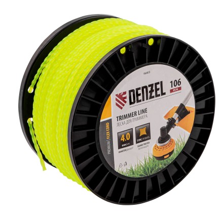 Леска для триммера витой квадрат, 4,0мм х 106м, на DIN катушке FLEX CORD// Denzel 96803 купить в Нижневартовске