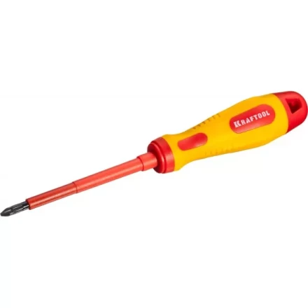 Отвертка KRAFTOOL, высоковольтная, Cr-Mo-V стержень, двухкомпонент. маслобензостойкая рукоятка, PH №2, 100мм 250084-2-100 купить в Нижневартовске