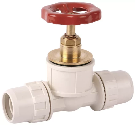 Кран ЗУБР "ШиреФит" запорный в сборе "штуцер с гайкой - кран запорный с маховиком - штуцер с гайкой", 26мм 51571-26 купить в Нижневартовске