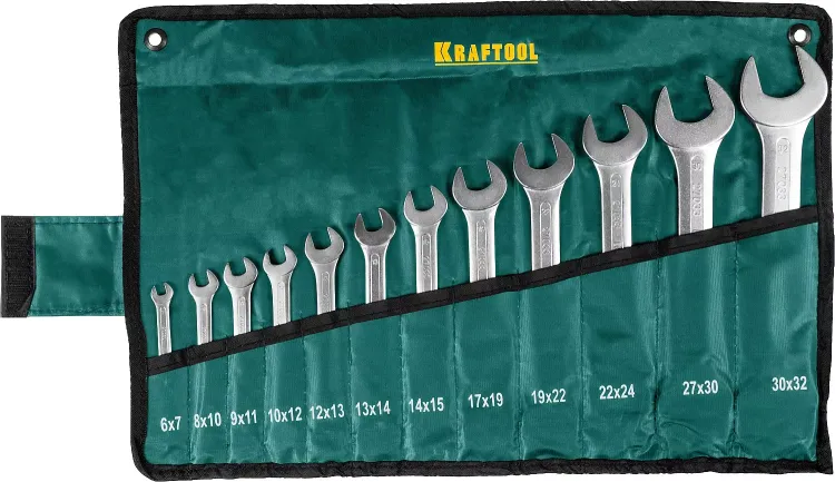 Набор рожковых гаечных ключей 12 шт, 6 - 32 мм, KRAFTOOL 27033-H12 купить в Нижневартовске