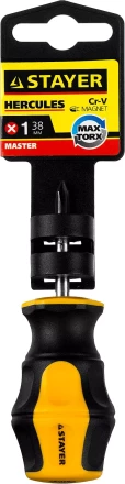 Отвертка STAYER "MASTER" "HERCULES", Сr-V, противоскользящая рукоятка, PH1x38мм 25052-38-1_z02 купить в Нижневартовске