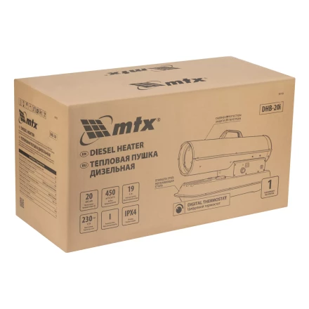 Дизельная тепловая пушка MTX DHB-20i 98905, 20 кВт, 450 м3/ч, прямой нагрев, термостат купить в Нижневартовске