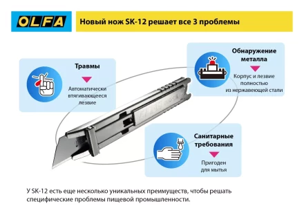 Лезвие OLFA, трапециевидное для SK-12 OL-SKB-2S/10B купить в Нижневартовске