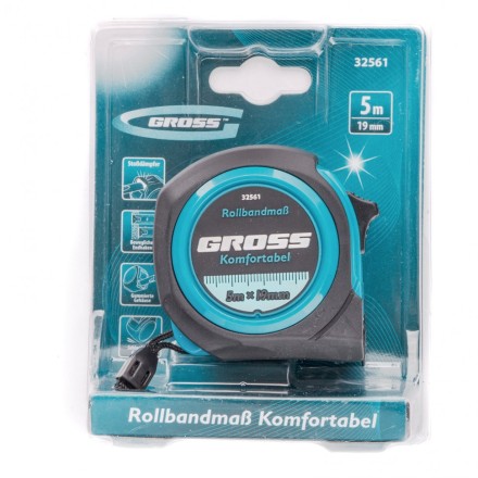 Рулетка Komfortabel 5 м х 19 мм обрезиненный корпус Gross 32561 купить в Нижневартовске
