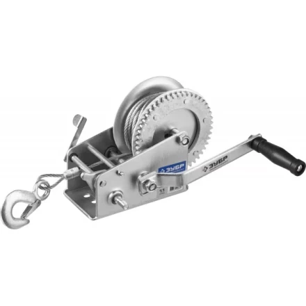 Лебедка ручная барабанная ЗУБР "ПРОФЕССИОНАЛ", тяговая, тросовая, 1,1т, 8м 43113-1.1_z01 купить в Нижневартовске