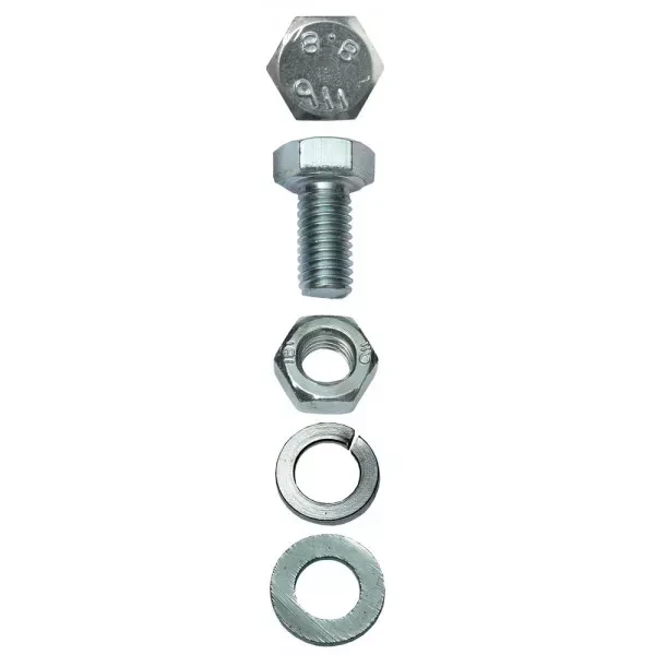 Болт ЗУБР (DIN933) в комплекте с гайкой (DIN934), шайбой (DIN125), шайбой пруж. (DIN127),  M12x80мм, ТФ6, 2шт. 4-303436-12-080 купить в Нижневартовске