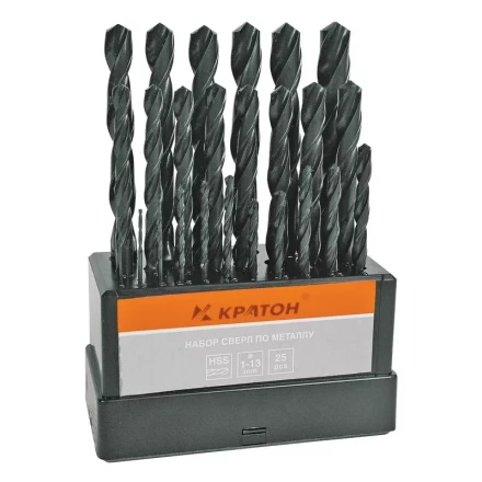 Набор сверл по мет 1,0-13,0 мм 25 шт Кратон 1 05 01 008 купить в Нижневартовске