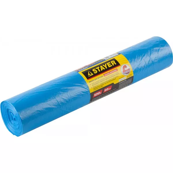 Мешки особопрочные STAYER "Comfort" для сбора мусора, голубые, 120л, 50шт 39156-120 купить в Нижневартовске