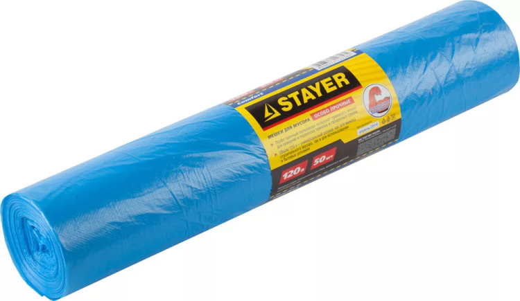 Мешки особопрочные STAYER "Comfort" для сбора мусора, голубые, 120л, 50шт 39156-120 купить в Нижневартовске