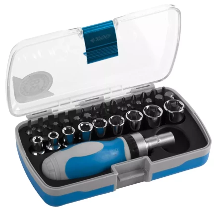 Набор ЗУБР Отвертка "ЭКСПЕРТ" реверс.с насадками, 2-хкомпон. ручка, HEX1/4" - SQ1/4",в пласт. боксе, 38 пред. 25288-H38 купить в Нижневартовске