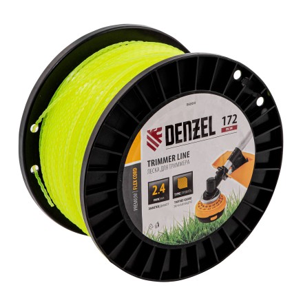 Леска для триммера зубчатый квадрат, 2,4мм х 172м, на DIN катушке FLEX CORD// Denzel 96804 купить в Нижневартовске