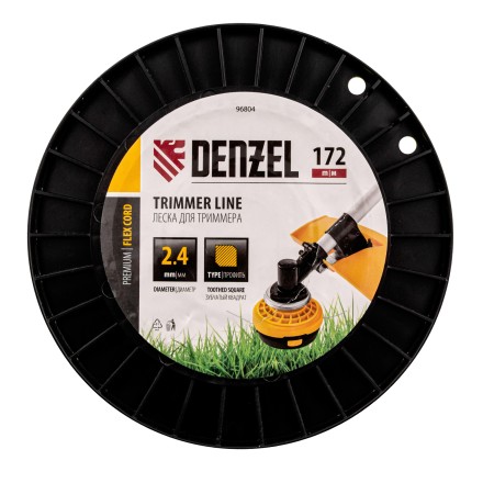 Леска для триммера зубчатый квадрат, 2,4мм х 172м, на DIN катушке FLEX CORD// Denzel 96804 купить в Нижневартовске