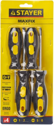 Набор STAYER "MASTER": Отвертки слесарные, двухкомпонентная рукоятка, магнитный наконечник, 4шт 2513-H4_z01 купить в Нижневартовске
