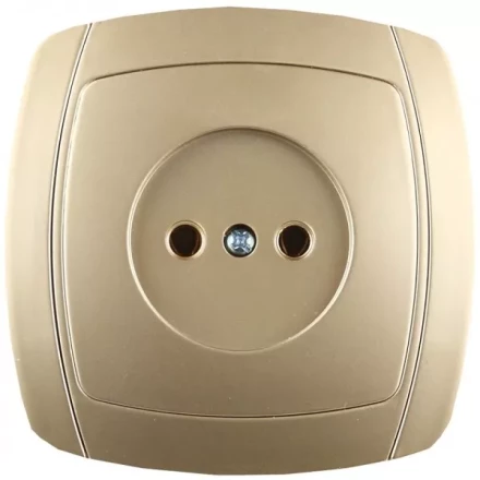 Розетка СВЕТОЗАР "АКЦЕНТ" одинарная в сборе, без заземления, цвет золотой металлик, 16А/~250В SV-54200-GM купить в Нижневартовске