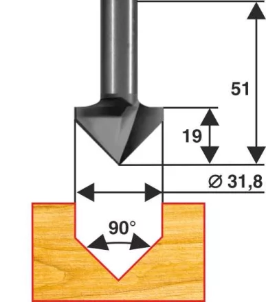 Фреза пазовая галтельная V-обр 90 град. ф31,8мм хв 8мм Энкор 28049 купить в Нижневартовске