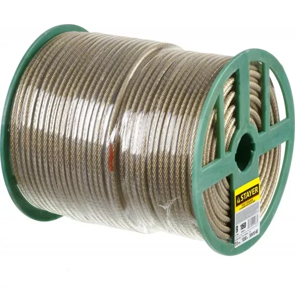 Трос стальной в полимерной оболочке, d=6,0 мм, L=150 м, STAYER Master 30410-60 30410-60 купить в Нижневартовске