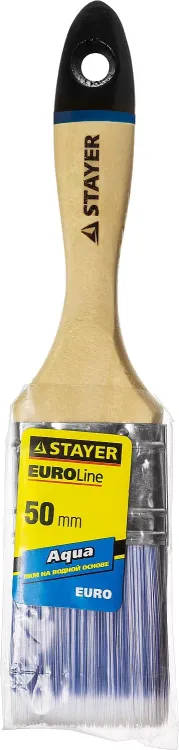 Кисть плоская STAYER "EURO", "AQUA" для воднодисперсионных и акриловых ЛКМ, искусств щетина, деревян ручка, 2"/50мм 01062-050 купить в Нижневартовске