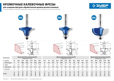 Фрезы кромочные калевочные №2 с подшипником 127мм серия ПРОФЕССИОНАЛ купить в Нижневартовске