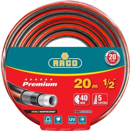 Шланг RACO "PREMIUM" поливочный, 40атм., армированный, 3-х слойный, 1/2"х20м 40300-1/2-20 купить в Нижневартовске