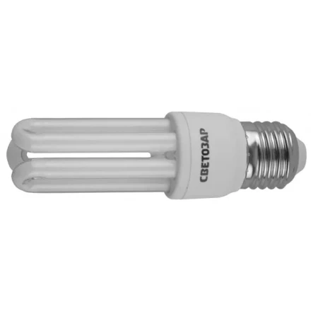 Энергосберегающая лампа СВЕТОЗАР"U-КЛАССИКА"стержень,цоколь E27(стандарт),Т2,3U,тепл бел свет (2700 К),8000час,12Вт(60) 44332-12 купить в Нижневартовске