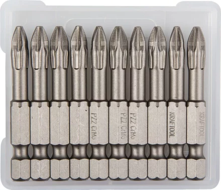 Биты "ЕХPERT" торсионные кованые, обточенные, KRAFTOOL 26123-2-50-10, Cr-Mo сталь, тип хвостовика E 1/4", PZ2, 50мм, 10шт 26123-2-50-10 купить в Нижневартовске