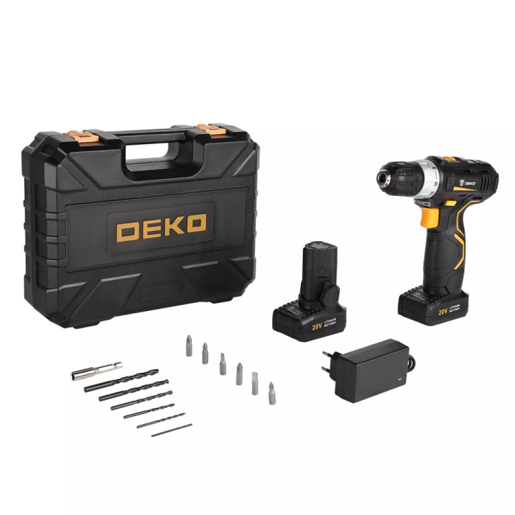Дрель аккумуляторная DEKO GCD20DU3 SET 4, 063-4144 + набор 13 аксессуаров купить в Нижневартовске