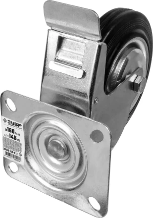 ЗУБР d 160 мм, г/п 145 кг, игольчатый подшипник, резина/металл, поворотное колесо c тормозом, Профессионал (30936-160-B) купить в Нижневартовске