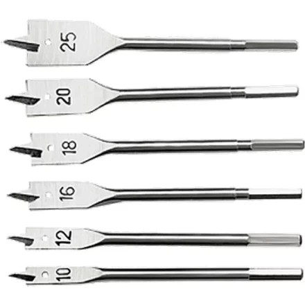 Набор сверл перовых по дереву 10-12-16-18-20-25 мм 6 штук 6-гранный хвостовик СИБРТЕХ 704155 купить в Нижневартовске