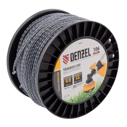 Леска для триммера двухкомпонентная витой квадрат, 4,0мм х 106м, на DIN катушке EXTRA CORD// Denzel 96826 купить в Нижневартовске