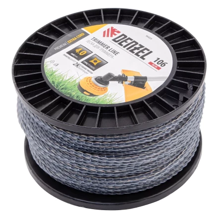Леска для триммера двухкомпонентная витой квадрат, 4,0мм х 106м, на DIN катушке EXTRA CORD// Denzel 96826 купить в Нижневартовске