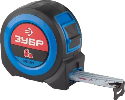 Рулетка ЗУБР, сверхширок полотно, особо длинный вылет, нейлон покрытие, упрочненный двухкомп корпус, 8м/27мм 34059-08-27 купить в Нижневартовске