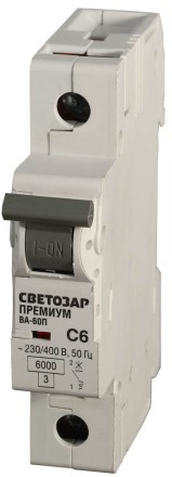 Выключатель автоматический СВЕТОЗАР &quot;ПРЕМИУМ&quot; 1-полюсный, 32 A, &quot;C&quot;, откл. сп. 6 кА, 230 / 400 В SV-49021-32-C купить в Нижневартовске