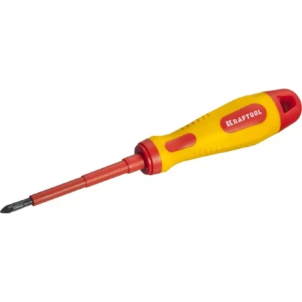 Отвертка KRAFTOOL, высоковольтная, Cr-Mo-V стержень, двухкомпонент. маслобензостойкая рукоятка, PH №1, 80мм 250084-1-080 купить в Нижневартовске
